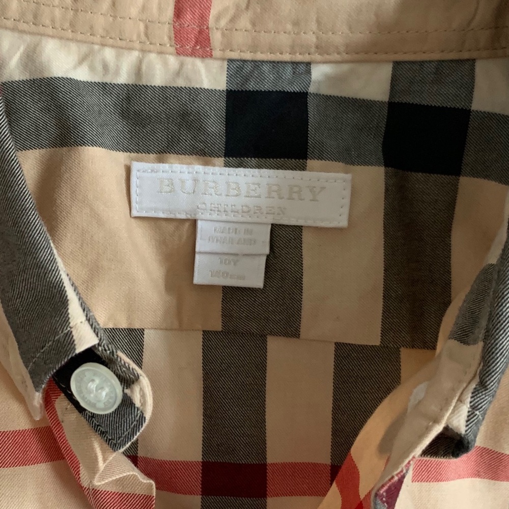 Boys Burberry long sleeve button down shirt